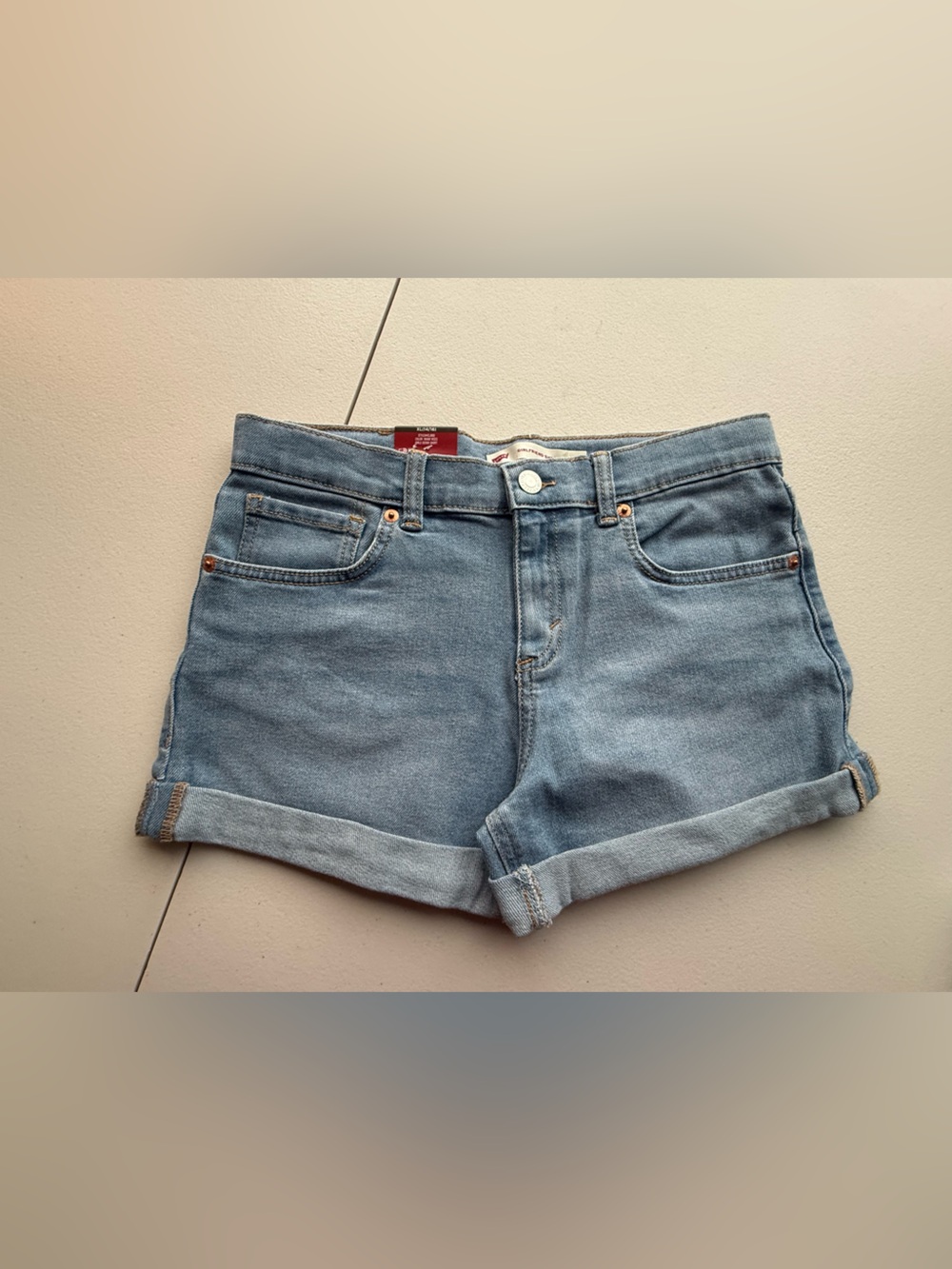 Levi's Light Wash Denim Rolled Cuff girls boyfriend Shorts